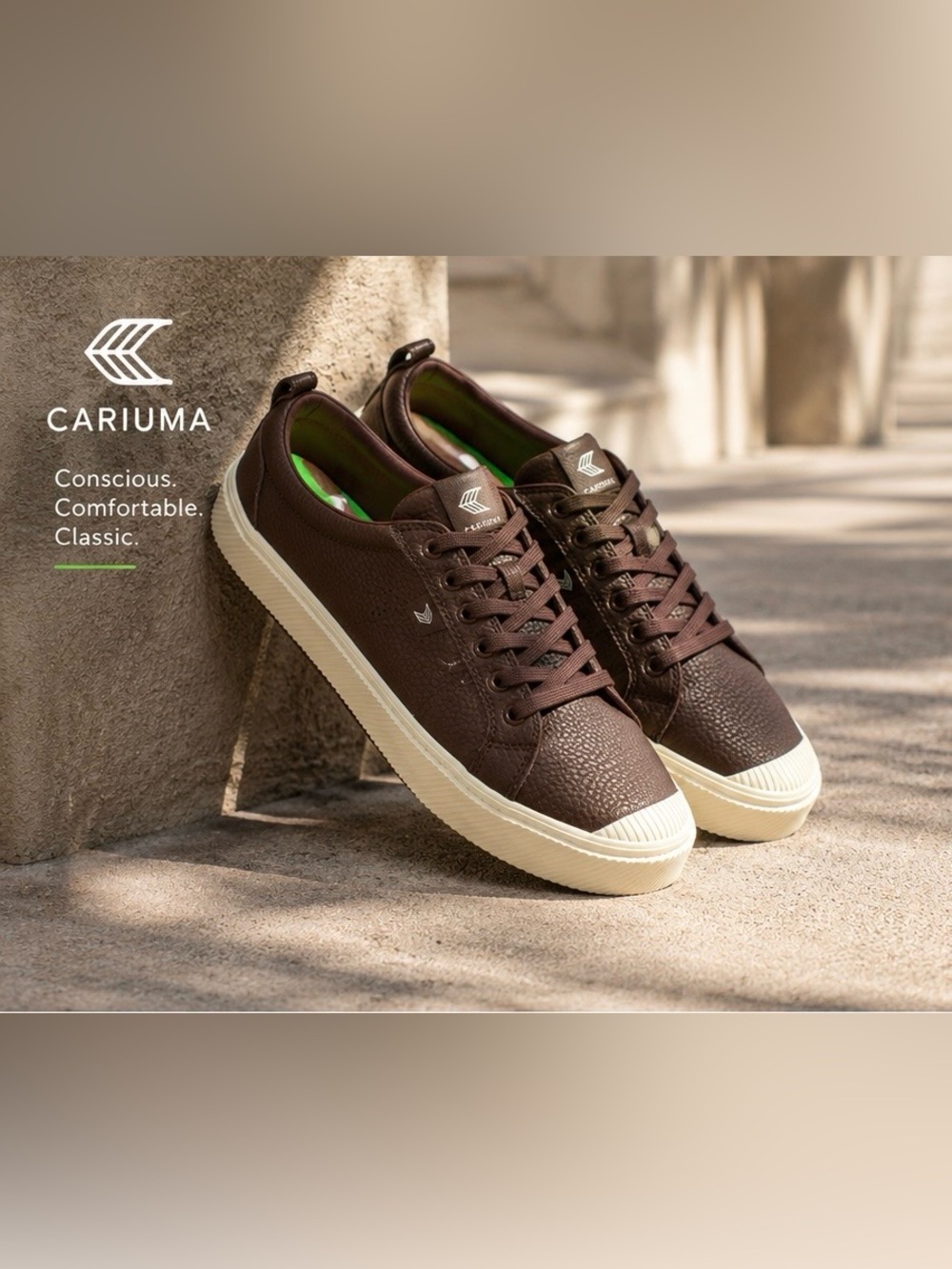 Cariuma OCA Low Brown Leather Sneakers Womens 9.5 Mens 8 NWT Sustainable